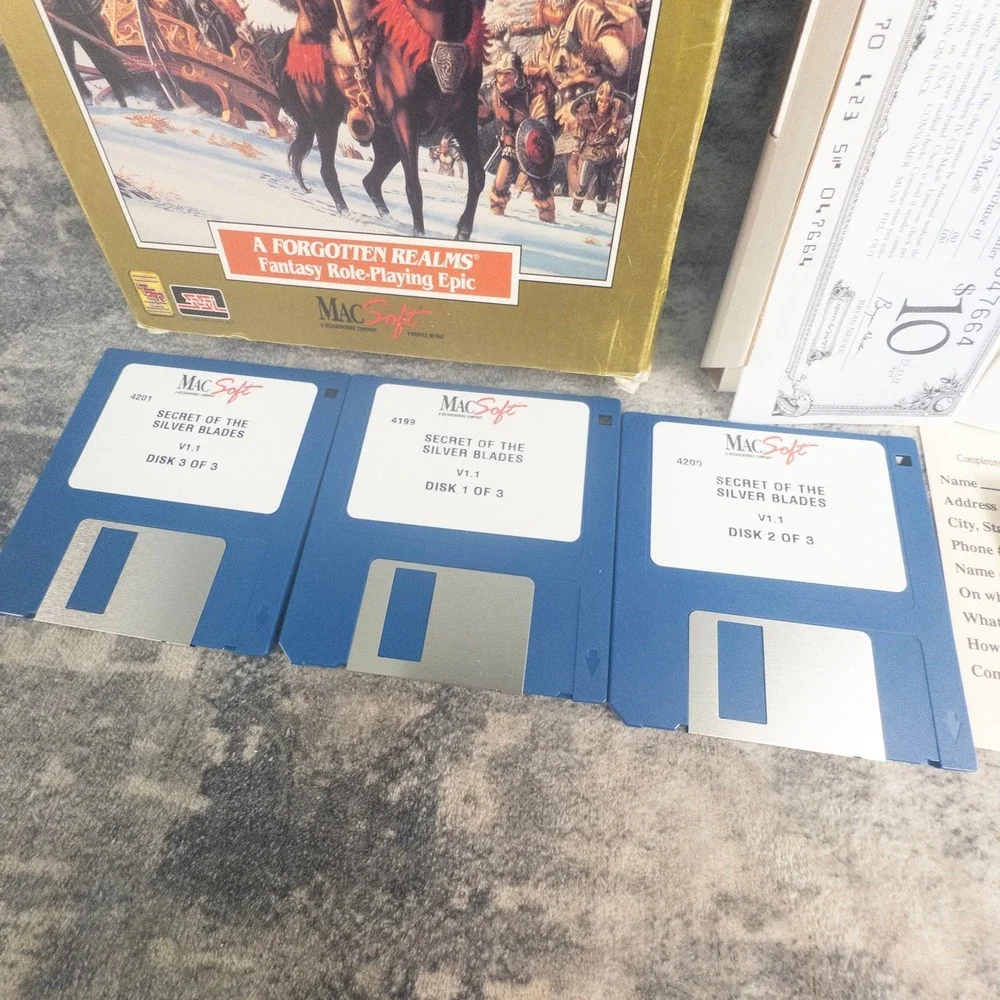 AD&D Secret of the Silver Blades Macintosh CIB Big Box Floppy SSI 1994 Retro